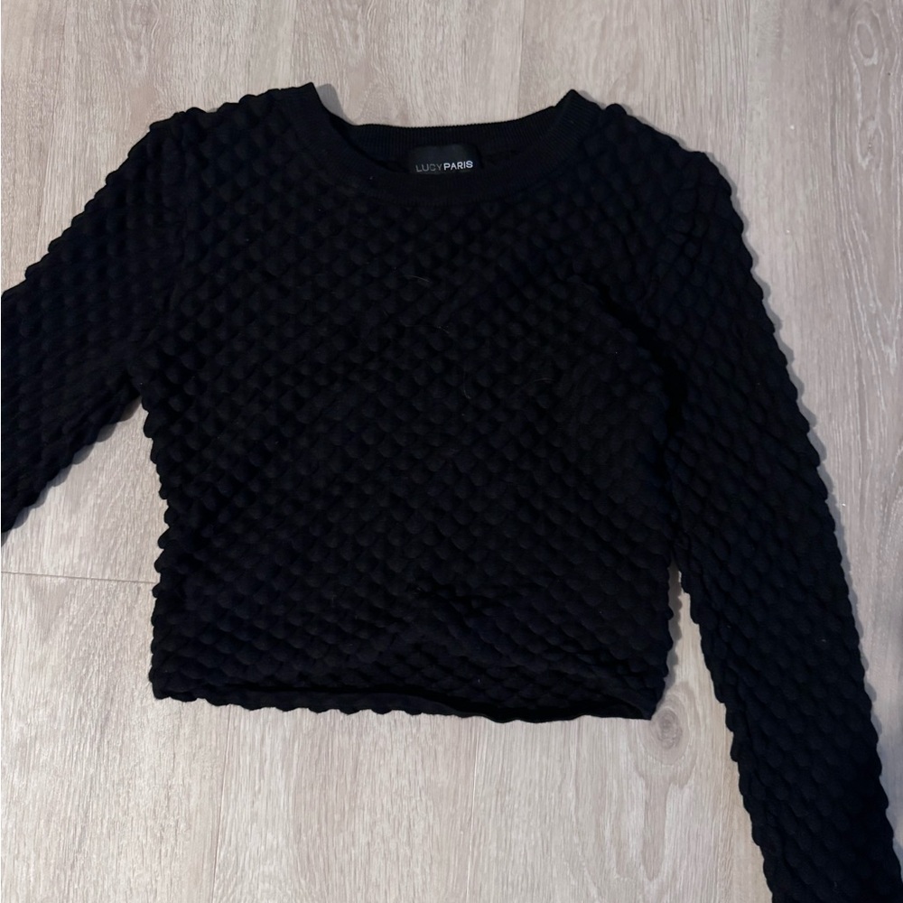 Black Textured Women's Top